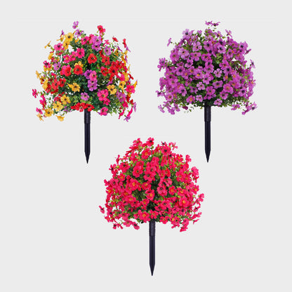 Decoración floral artificial de eucalipto y violeta para insertar en tierra