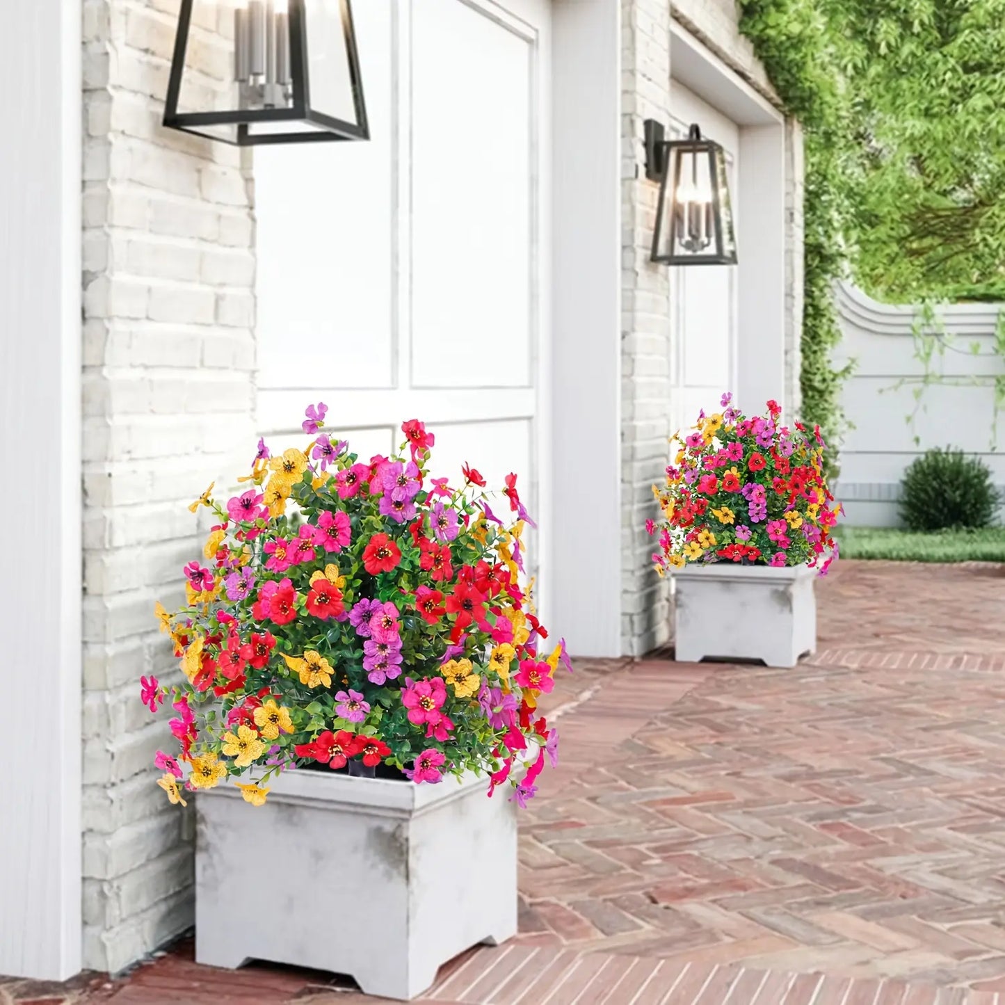 Decoración floral artificial de eucalipto y violeta para insertar en tierra