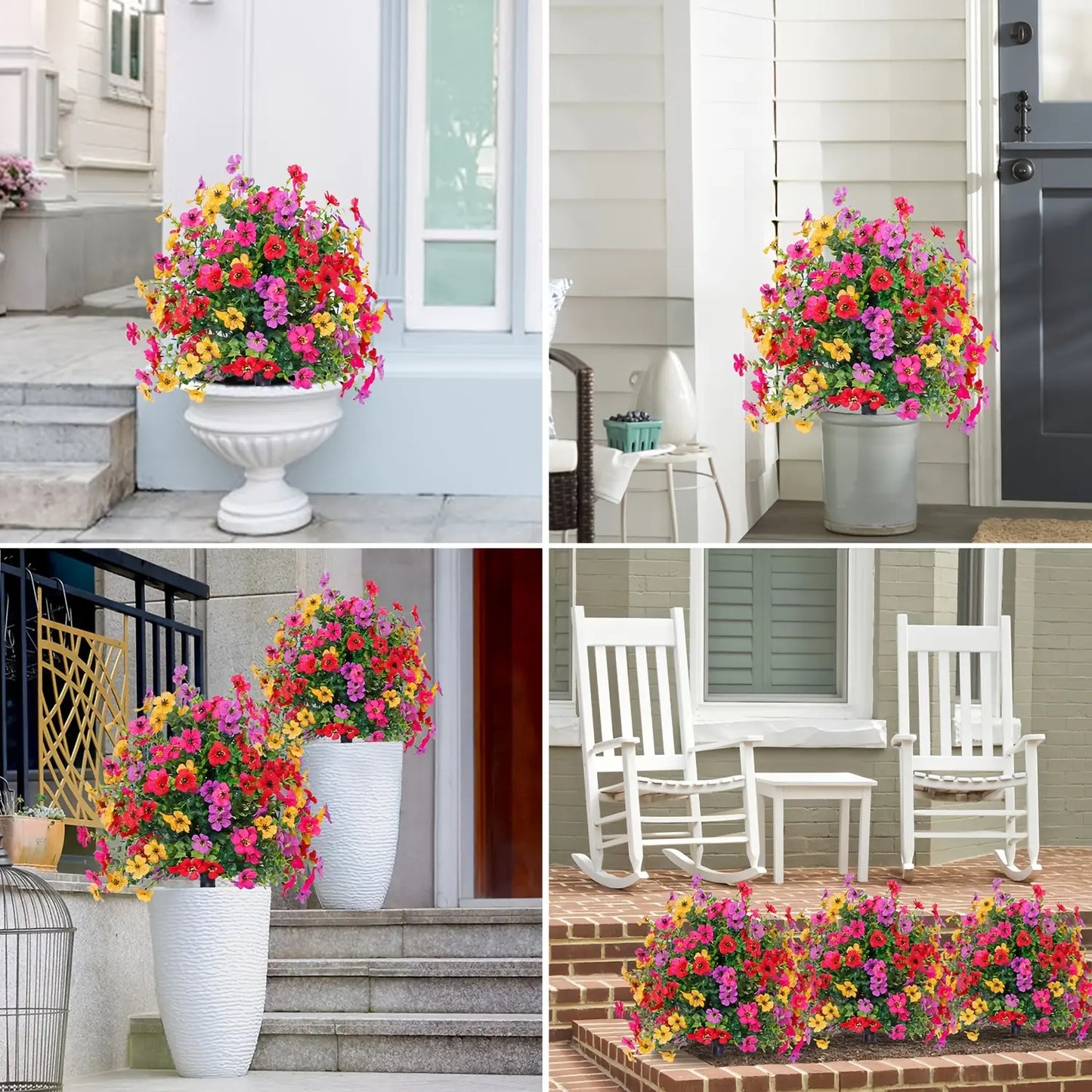 Decoración floral artificial de eucalipto y violeta para insertar en tierra