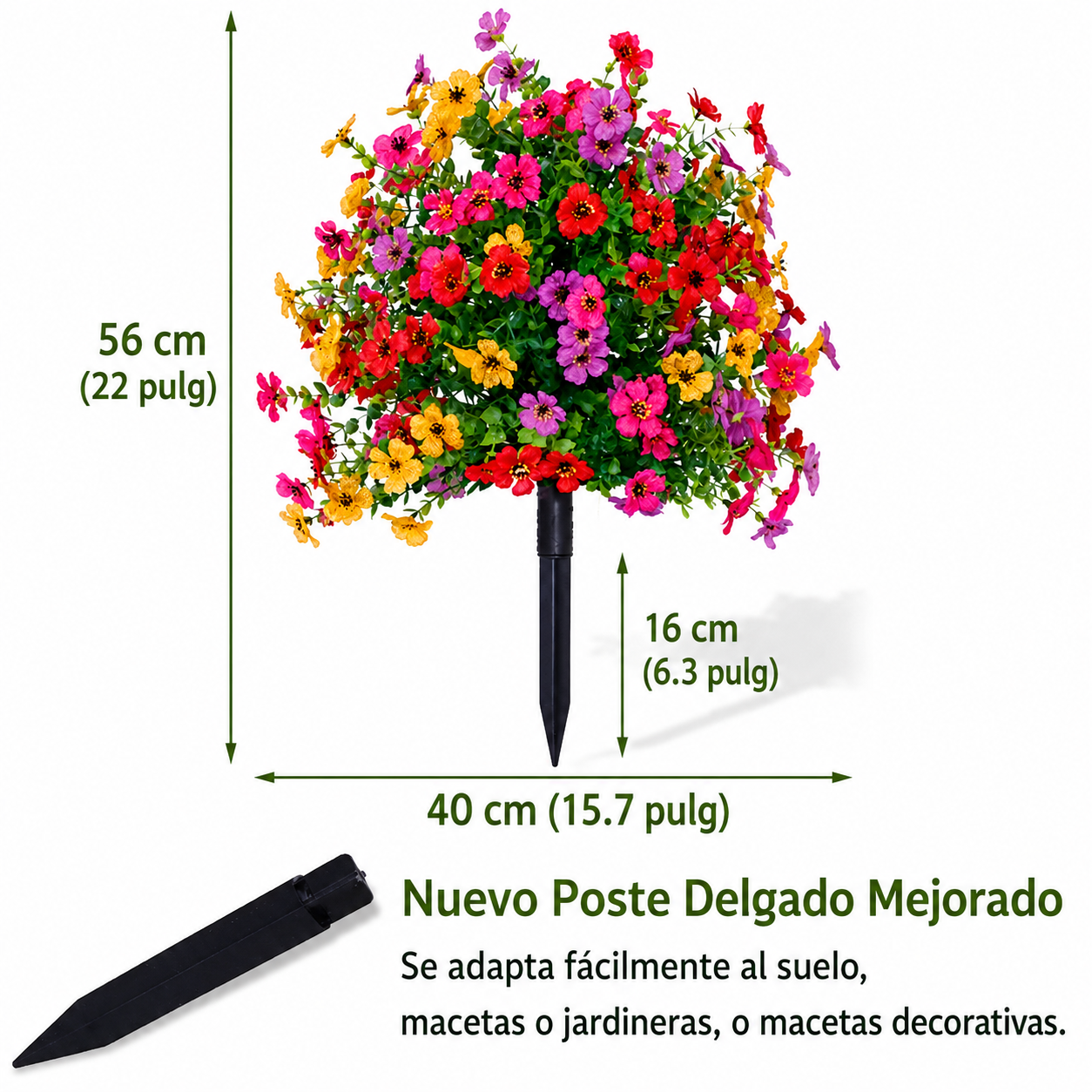 Decoración floral artificial de eucalipto y violeta para insertar en tierra