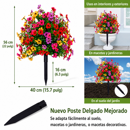 Decoración floral artificial de eucalipto y violeta para insertar en tierra
