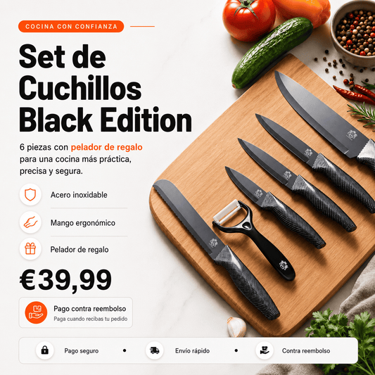 Set de Cuchillos de Cocina Profesionales y Pelador 6 Piezas Antiadherente