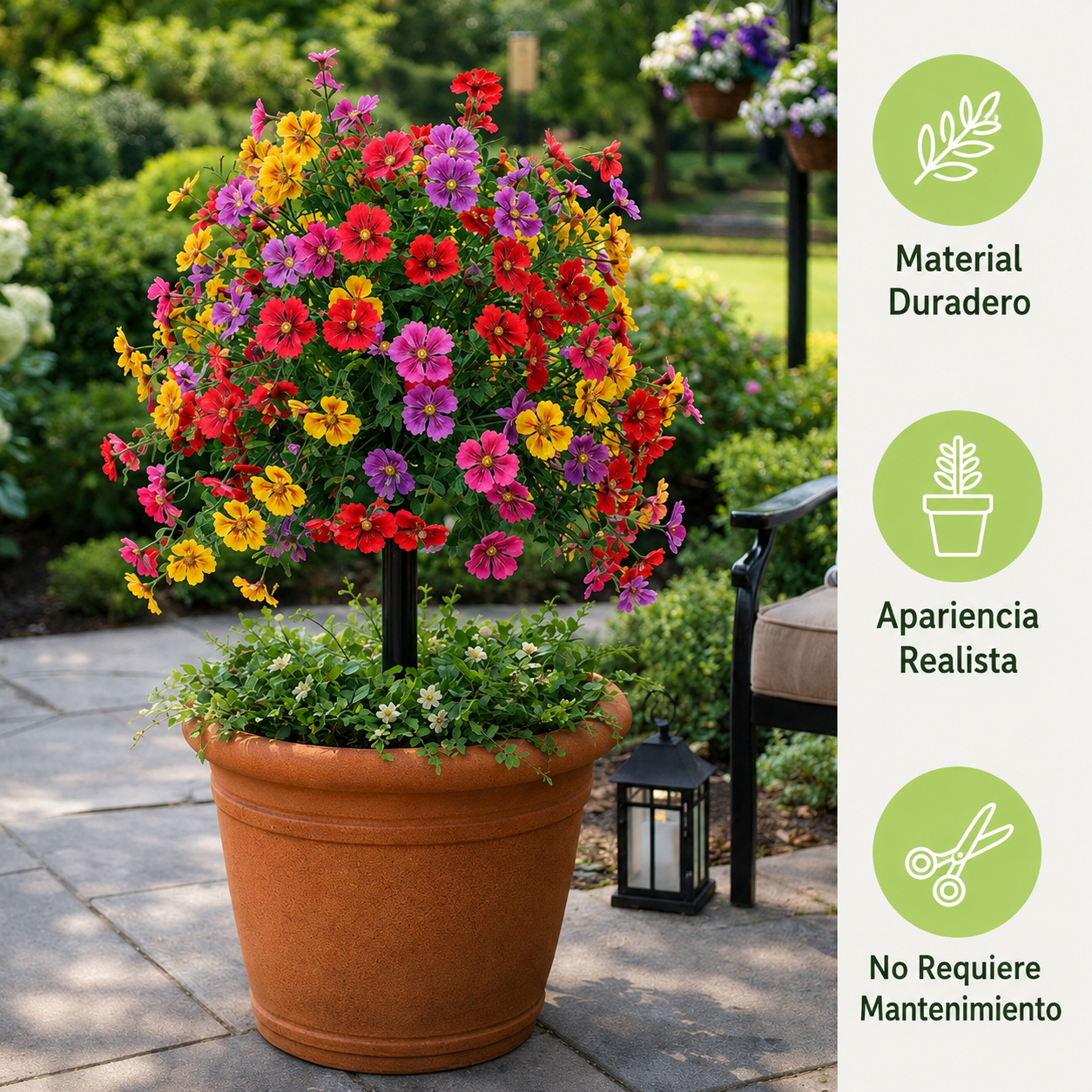 Decoración floral artificial de eucalipto y violeta para insertar en tierra