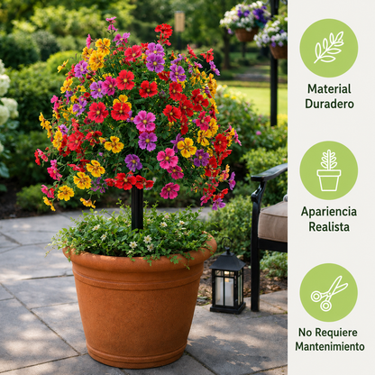 Decoración floral artificial de eucalipto y violeta para insertar en tierra