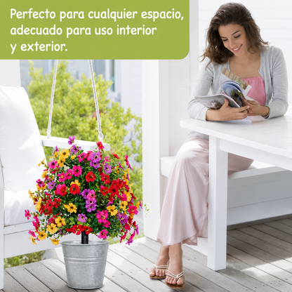 Decoración floral artificial de eucalipto y violeta para insertar en tierra