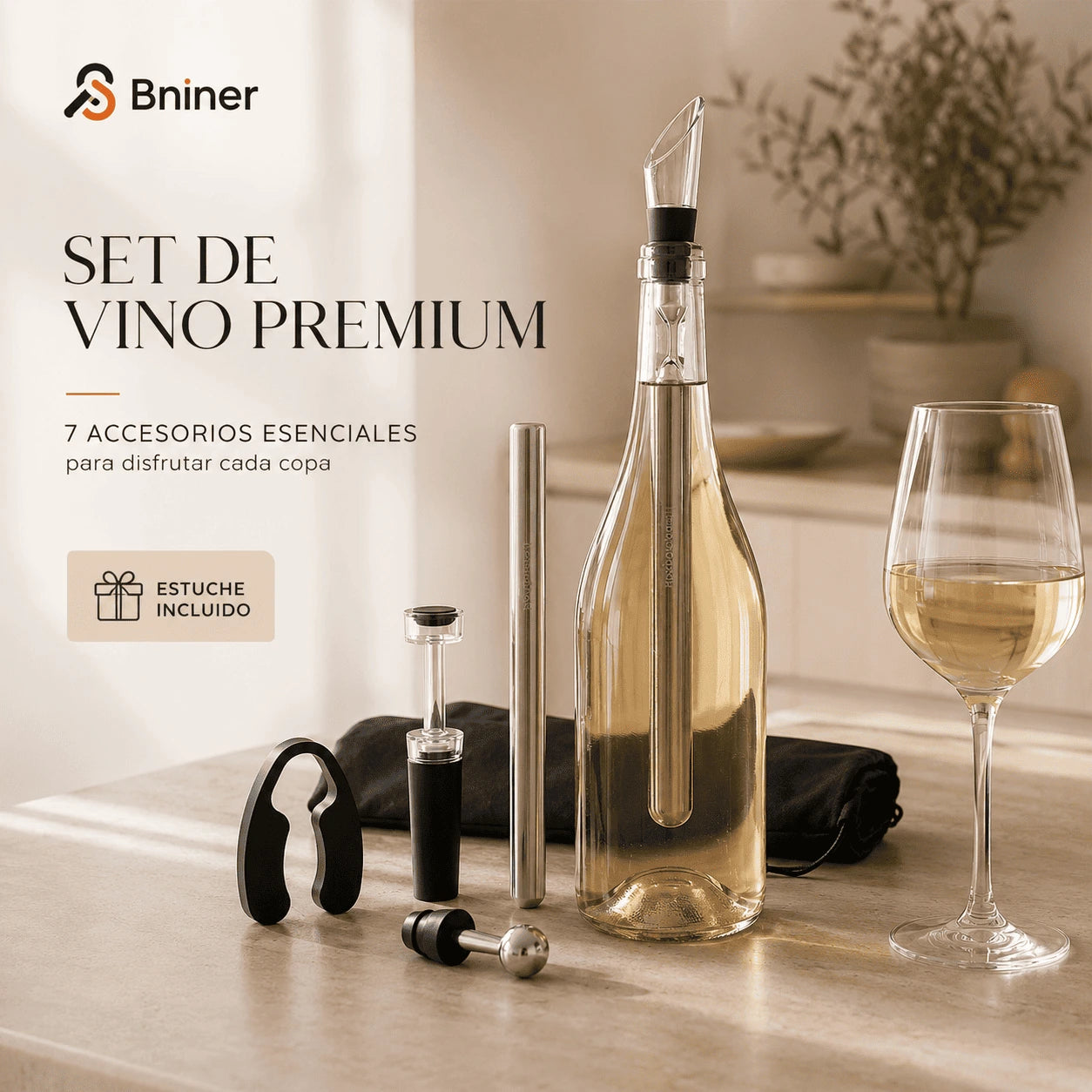 WineLux™ Kit Profesional de Vino 7 en 1 con Enfriador Instantáneo
